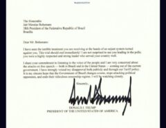 Trump publica carta a Bolsonaro e diz que “sistema se voltou contra você”